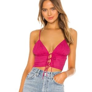 NWT Pink Front Tie Cami Crop Top NBD